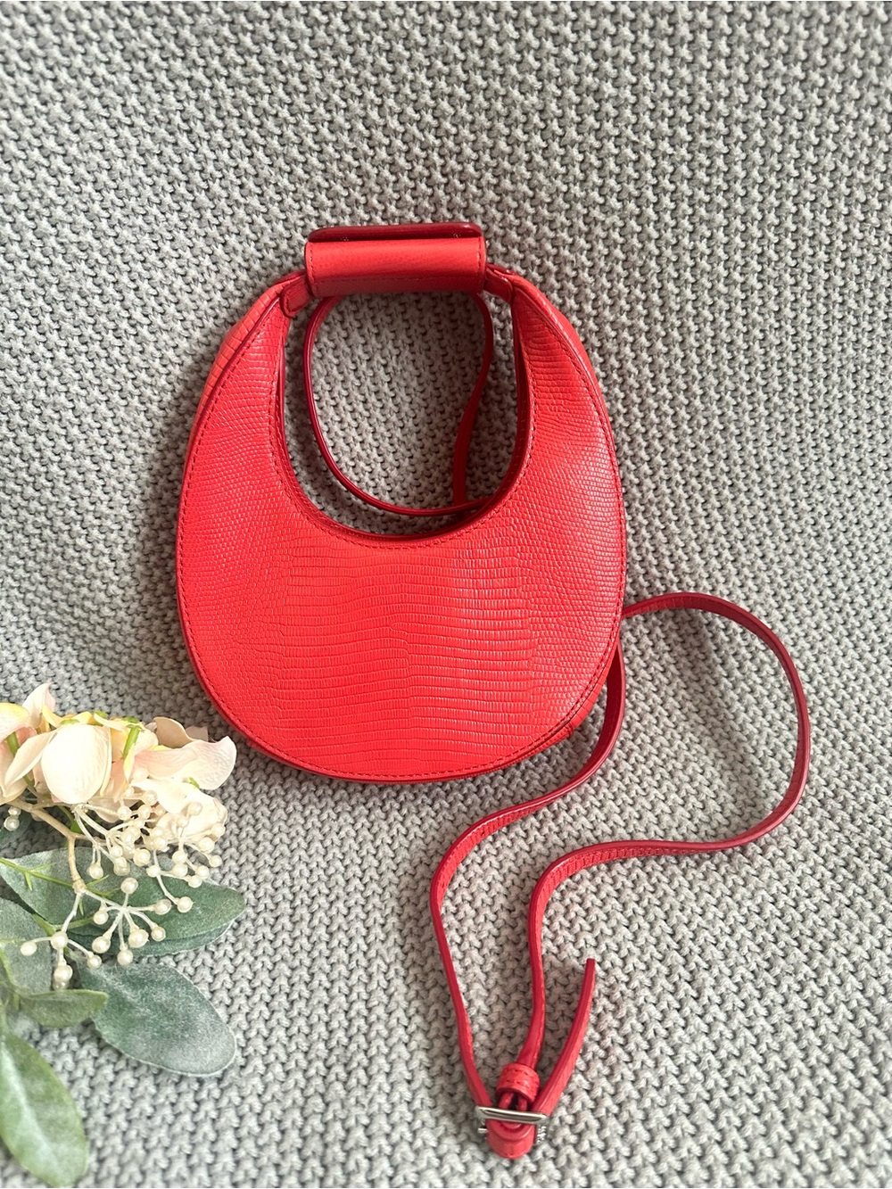 STAUD Goodnight Moon Mini Crossbody Bag Red Rose